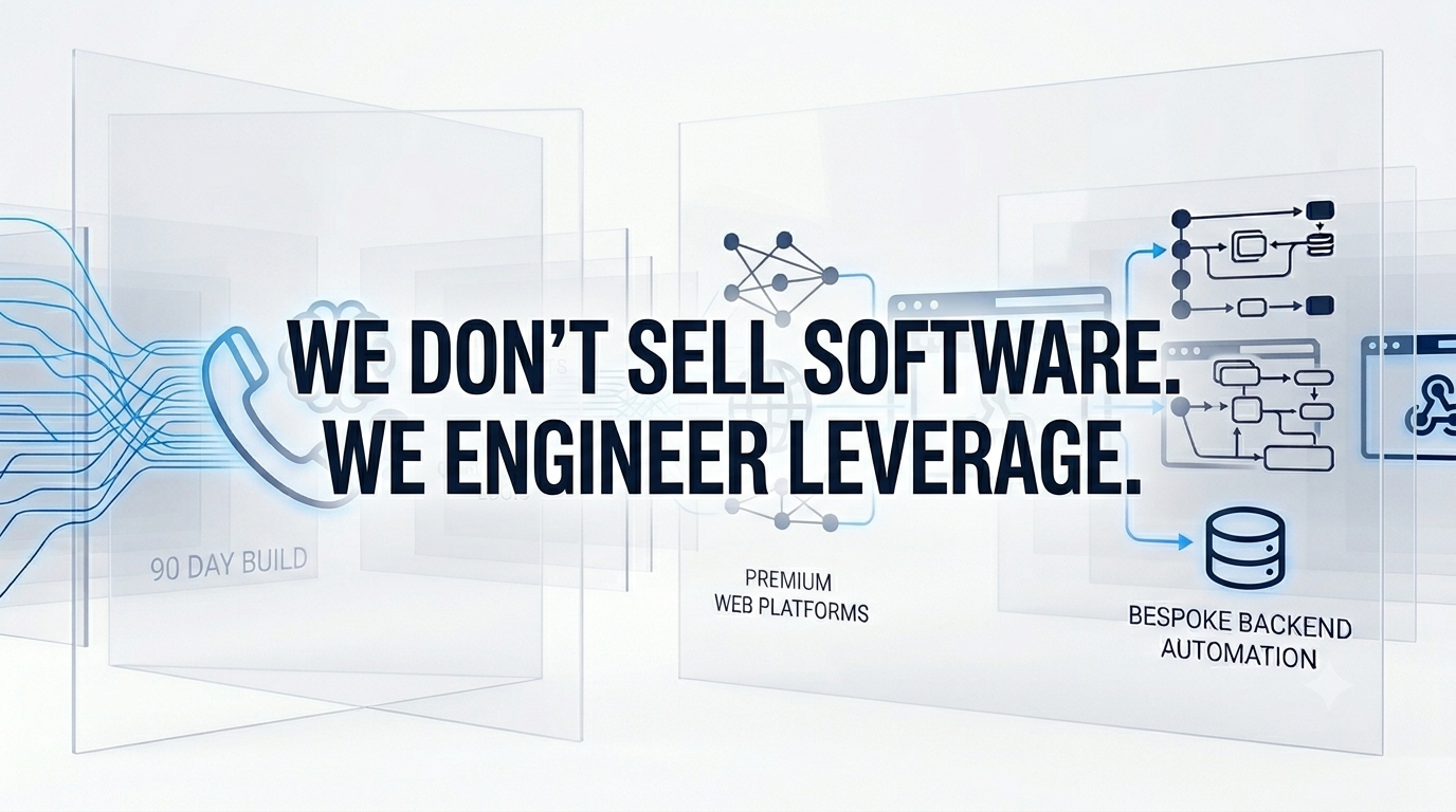 We don't sell software. We engineer leverage. — PremAI builds 90-day AI receptionists, premium web platforms, and bespoke backend automation.